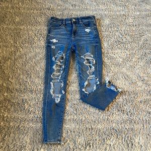 American Eagle Next Level Ripped High-Waisted ripped jeans. size 2.